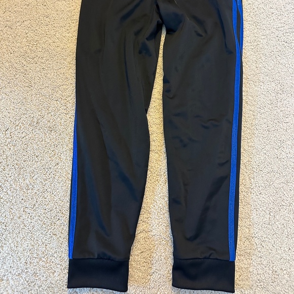 Adidas Sports Pants, Black with Blue Stripes, Boys Small - Picture 3 of 4